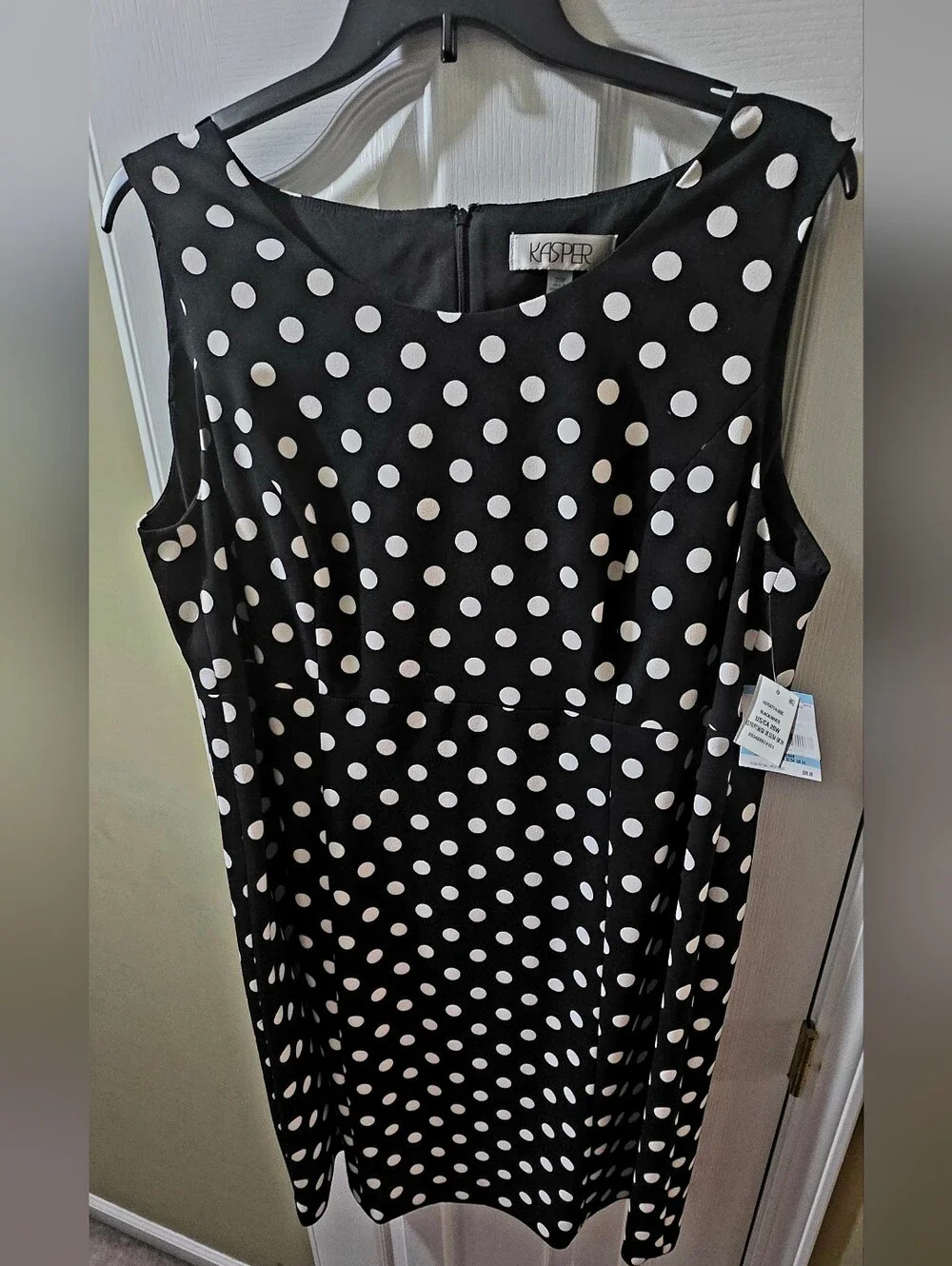 Kasper Black and White Polka Dot Sleeveless Dress - Picture 2 of 6